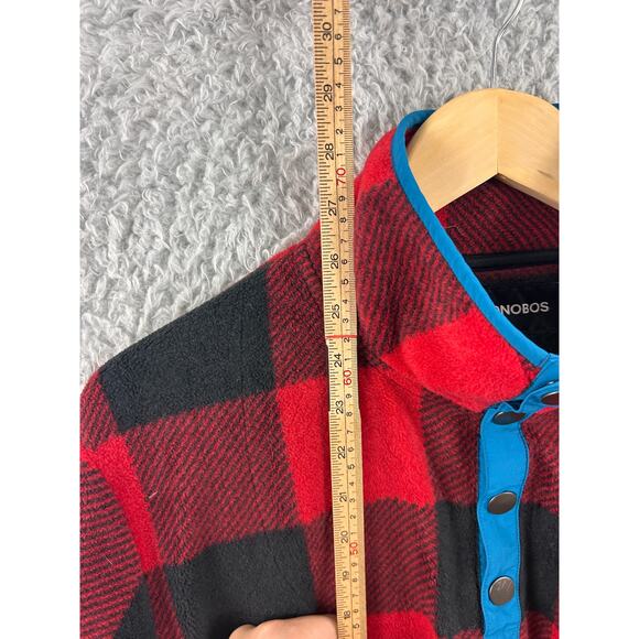 Bonobos Buffalo Plaid Snap Fleece Pullover Red Black Check Men’s Size M - Picture 7 of 8